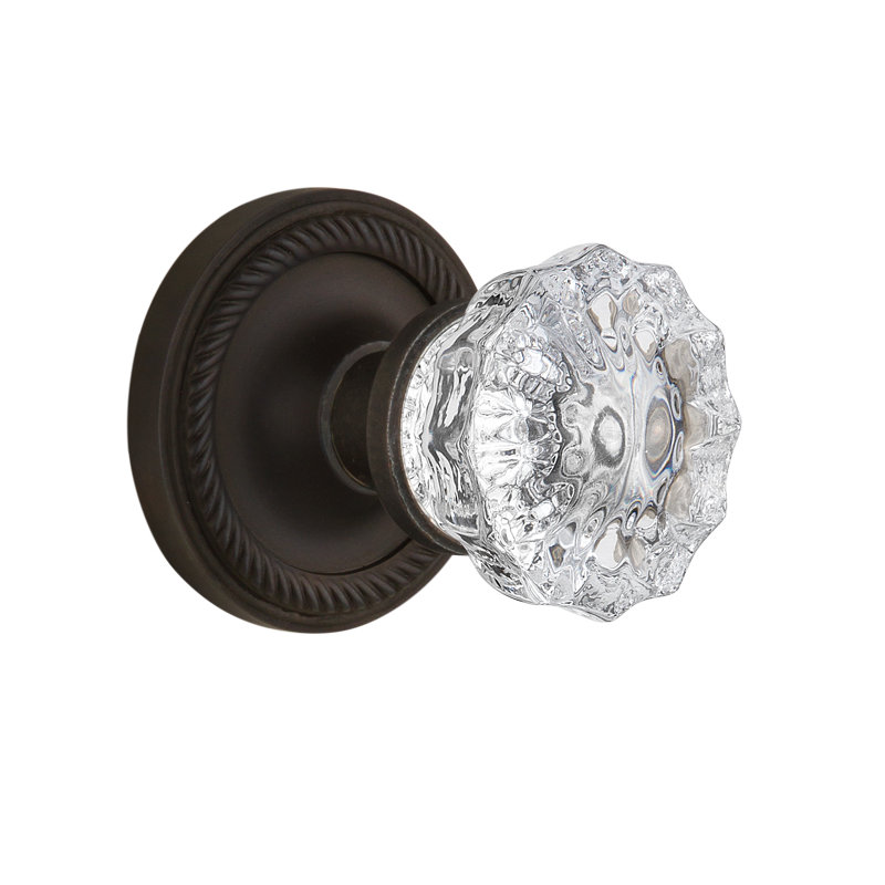 Rope Rosette with Crystal Door Knob, Oil-Rubbed Bronze, 2-3/8"