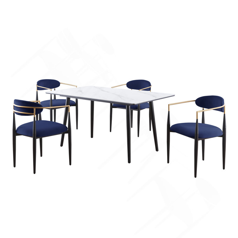 Ensemble de salle à manger 5 pièces Modern Modern, Bleu