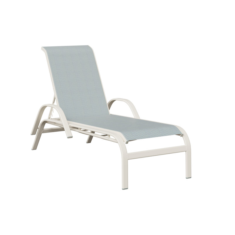 Chaise longue en aluminium blanc mat avec tissu Calypso Sling de Berlin Gardens Murphy, Blanc mat, Bleu ciel