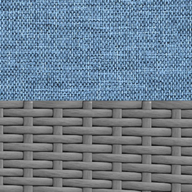 Chaise d'extérieur en rotin avec coussins Yentin, Bleu clair