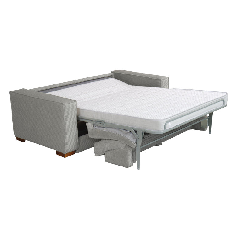 Maximina Sofa Bed with Mattress in Cord Fabric, Light Grey