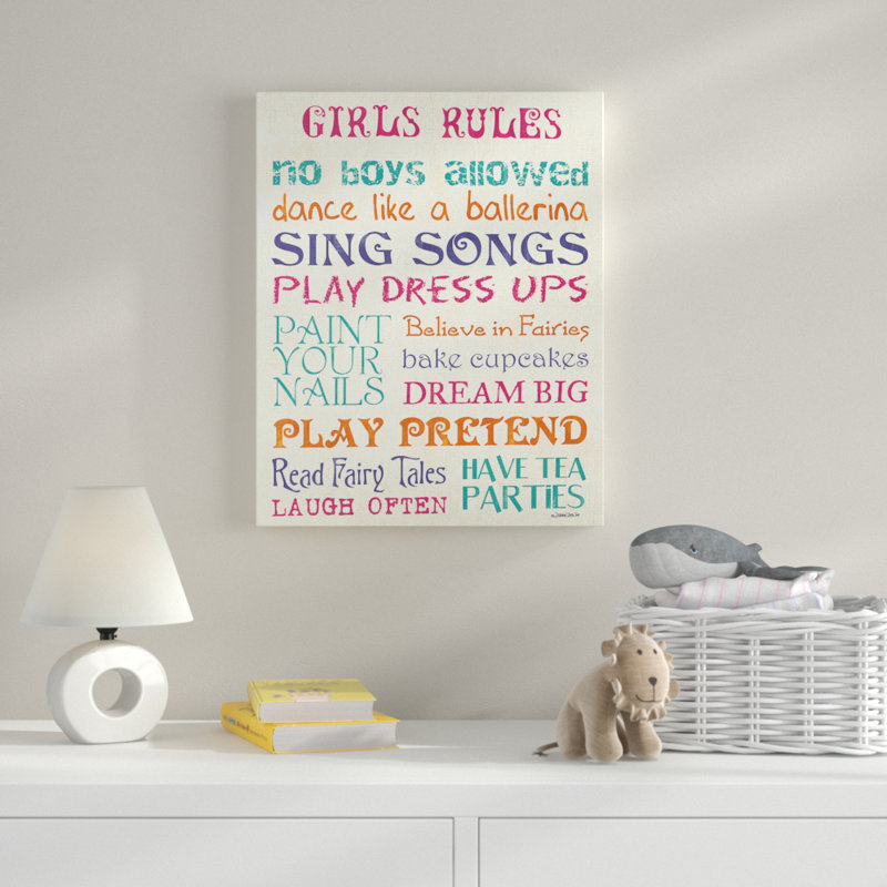 Cambra Girls Rules Letters, Toile tendue, H 20 po x l 16 po x P 1,5 po