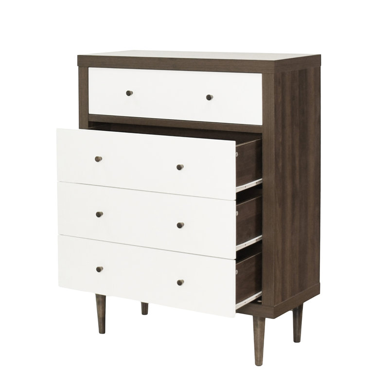 Nikita Accent Chest, 48.9"H x 31"W x 16"D, White/Walnut