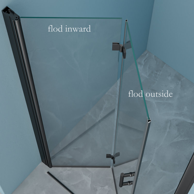 Shower Door 30'' - W x 72'' H Door Frameless Shower Door with, Matte Black
