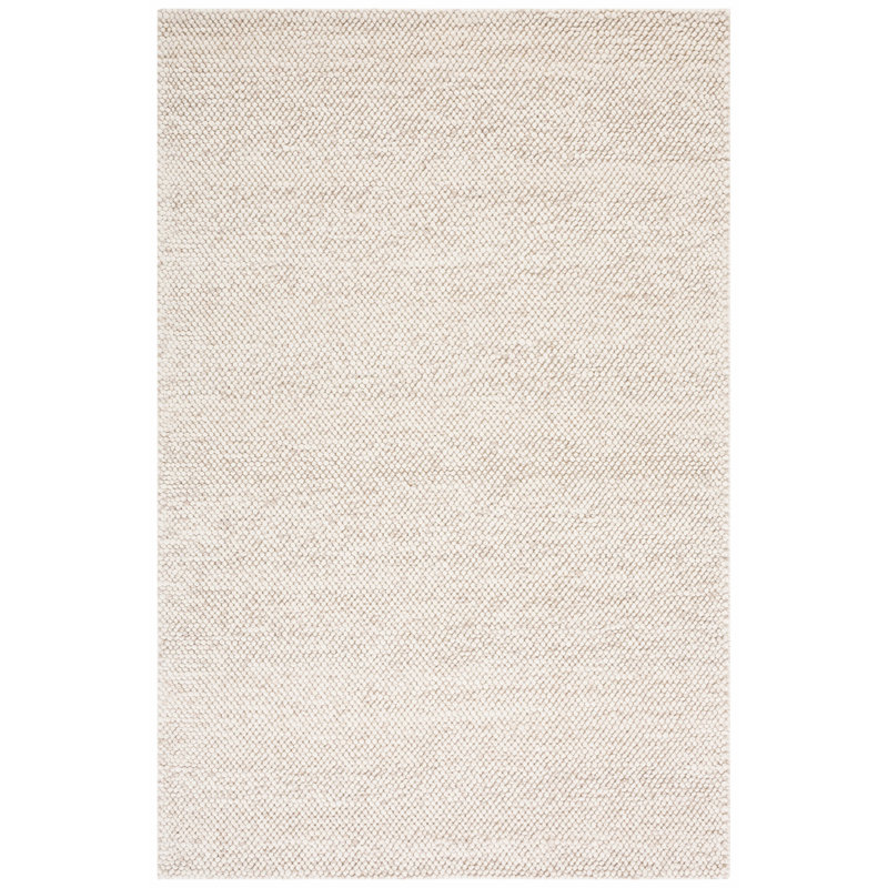 Tapis touffeté à la main de couleur unie Almus beige / ivoire, Rectangle 10 pi x 14 pi