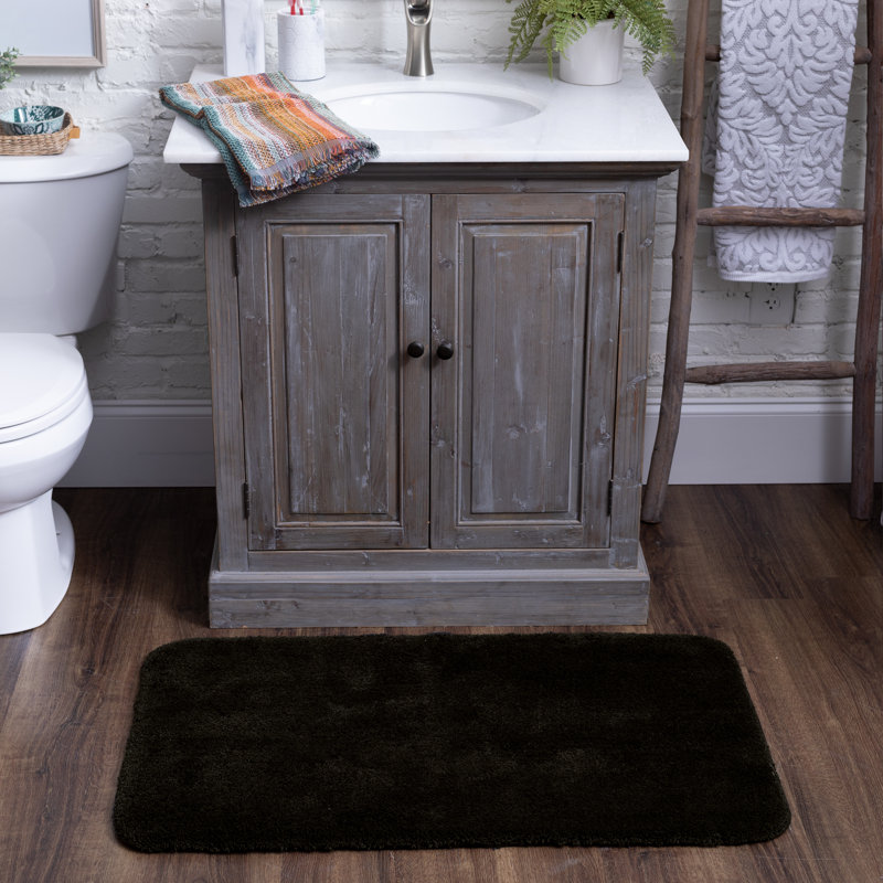 Tapis pour salle de bain en nylon touffeté à la machine Gaerwn, Noir, L 24 po x L 40 po