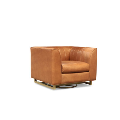 Remy Leather Swivel Tufted Armchair
