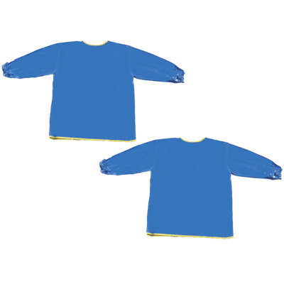  Long Sleeve Plastic Art Smock, Ages 3+, Blue, 22" X 18", Pack Of 2