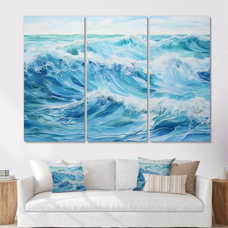 «Ocean Charm», art mural océan, Toile tendue, H 40 po x l 60 po x P 1 po