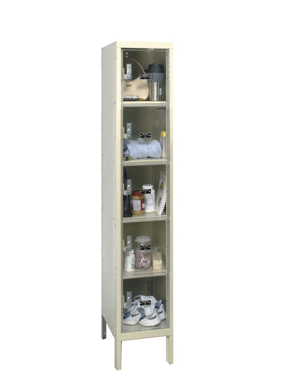 Hallowell Beige Metal 5-Tier Employee Locker with Clear Doors