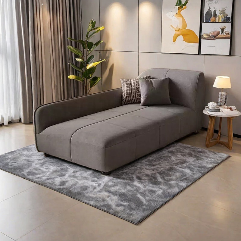 Méridiennes modernes et simples en flanelle, Orienté à droite, Gris foncé