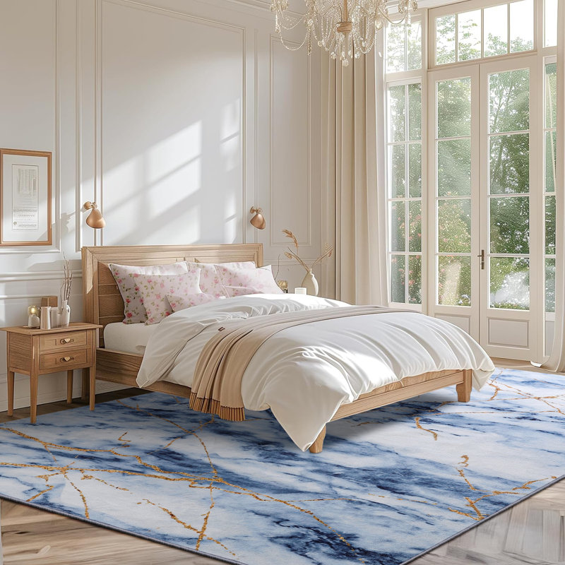 Tapis lavable intérieur moderne à motif abstrait antidérapant Straub, Rectangle 6 pi x 9 pi