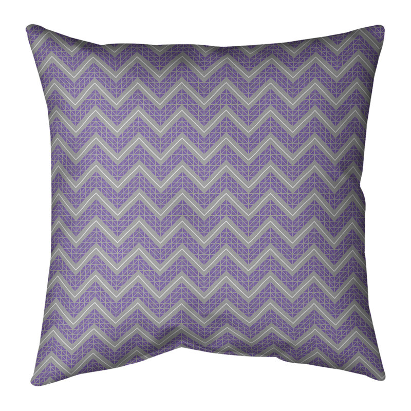 Coussin décoratif à chevrons Rhonda Cheval, Duvet synthétique, H 20 po x l 20 po, Gris / Mauve