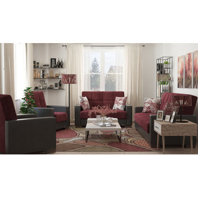 Primenest Zenaero Collection Upholstered Convertible Loveseat With Storage