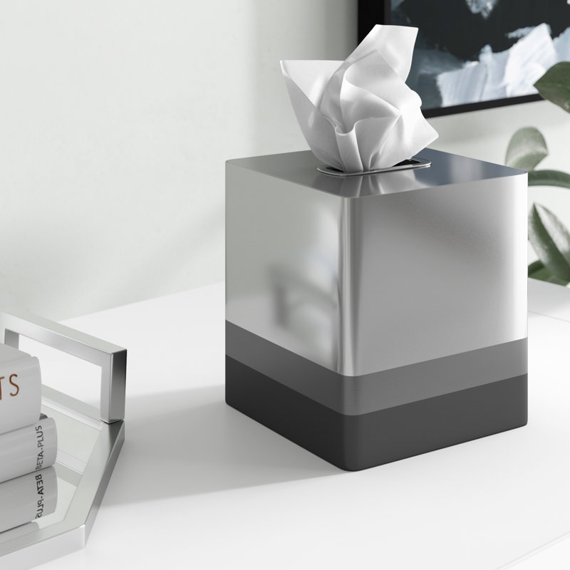Triune Tissue Box Cover, Platinum