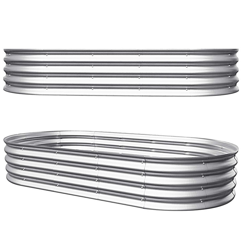 Galvanized Planter Raised Garden Beds, Set of 2, 12.03" H x 96.03" W x 47.97" D
