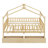 Full Size Wooden House Bed With Two Drawers, Natural-1219482584