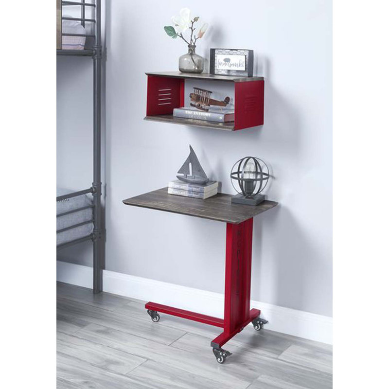 Table d'appoint rectangulaire Cargo, finition rouge, Rouge