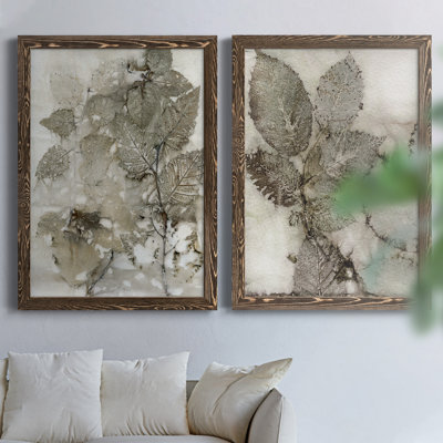 " Birch Leaves I " 2 Piece Art Color Photography Painting