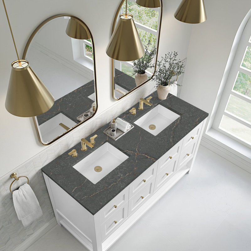 Breckenridge 60'' W Double Vanity, Bright White, Parisien Bleu, Widespread