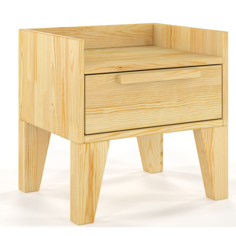 Jovanni 40cm W Solid Wood Bedside Table, Pine