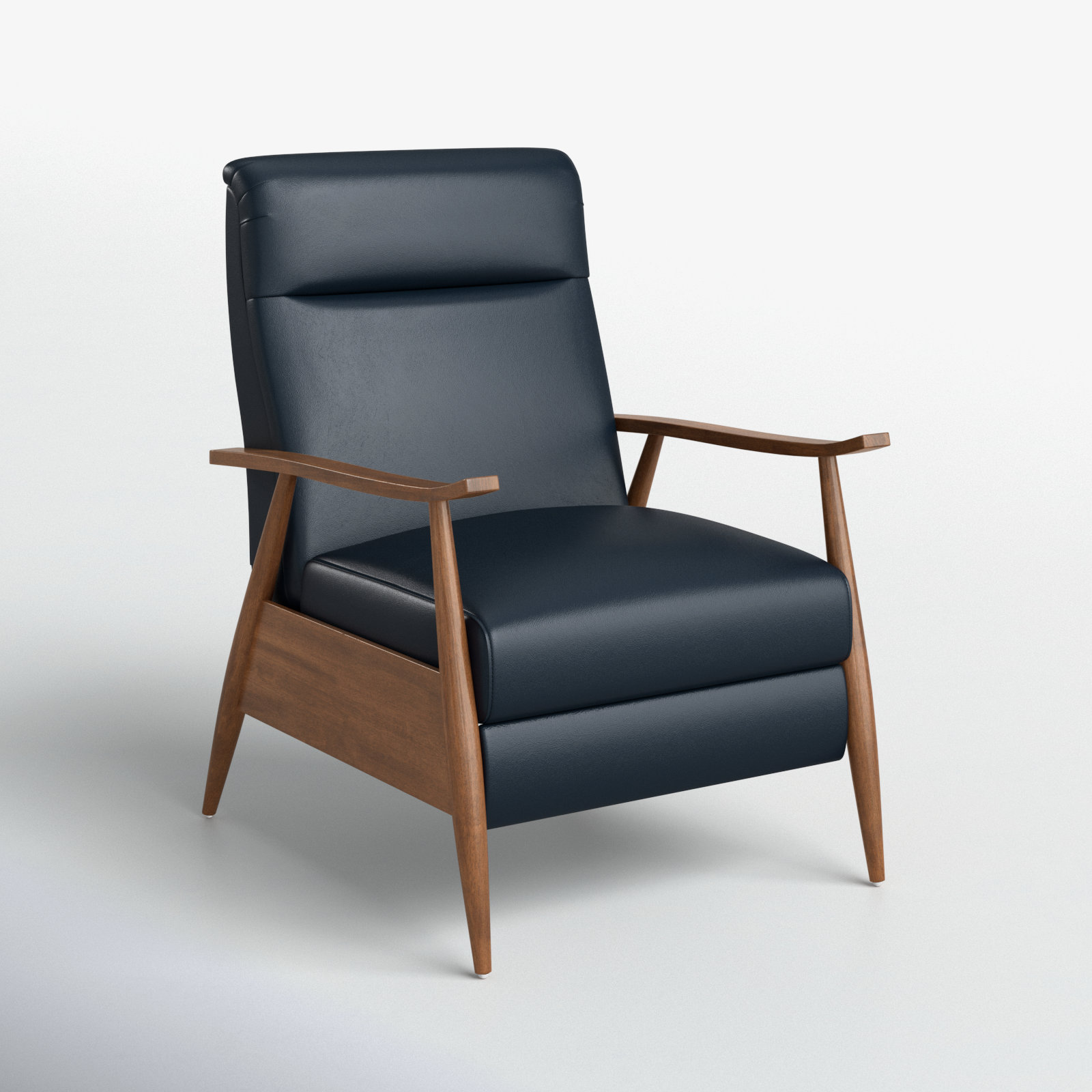 Imona 30" Genuine Leather Manual Recliner, Midnight Blue Faux Leather