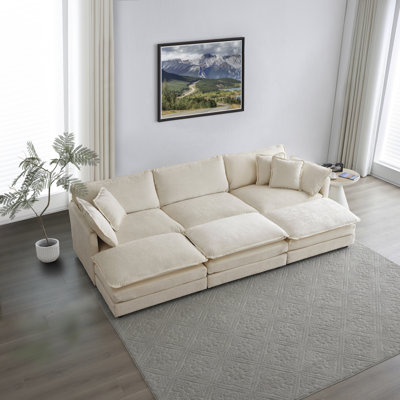 Hibbell Comfortable Deep Seat Reversible Modular 6 Seater Sectional Super Soft Sofa U Shaped Sectional Couch With 3 Ottomans