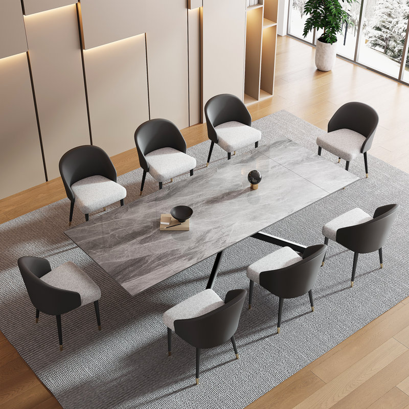 Table de salle à manger Majour , Noir/gris, Gris italien