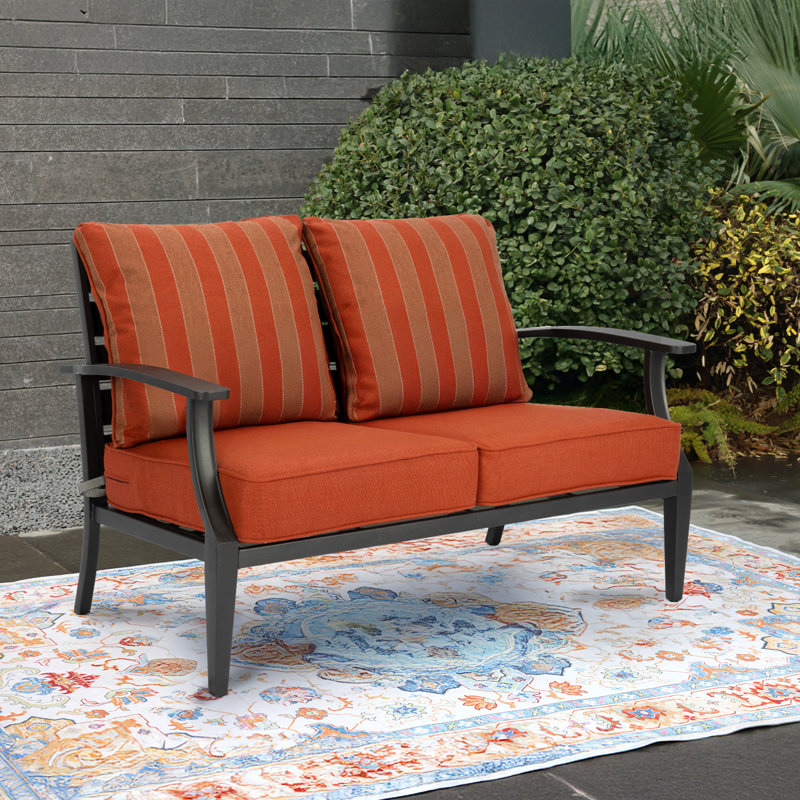 Outdoor Deep Seat Chair Cushion Set, Red Striped, 22" W x 24" D