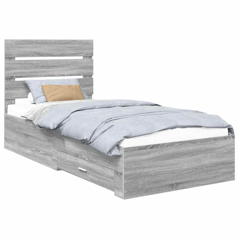 Bed Frame, Single (3'), Grey Sonoma