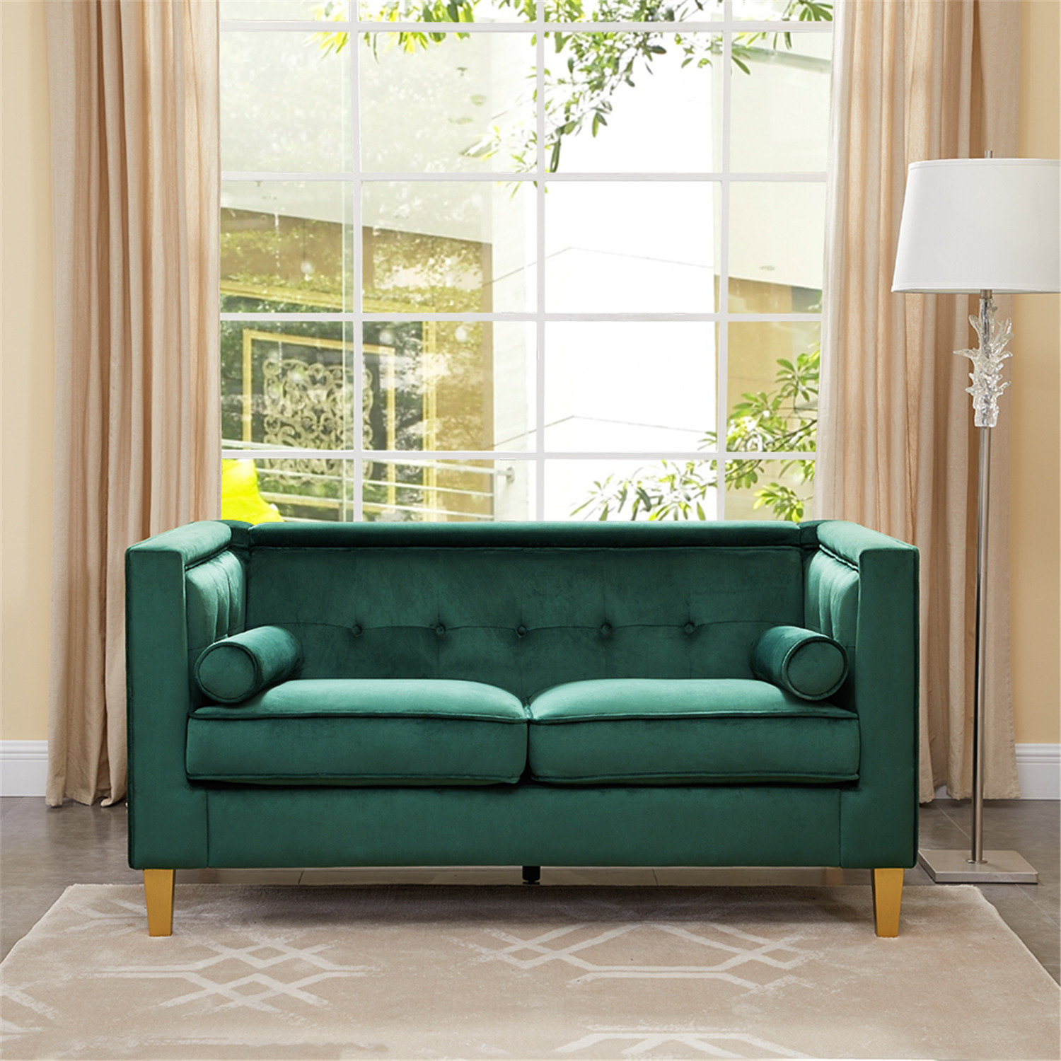 Mercer41 Engelbrecht Loveseat for Living Room, Mid Century Sofa couch