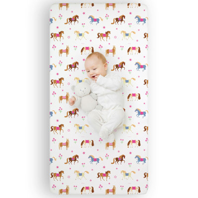Wildkin 100% Cotton Fitted Crib Sheet – Soft & Breathable Fitted Sheet - Horses