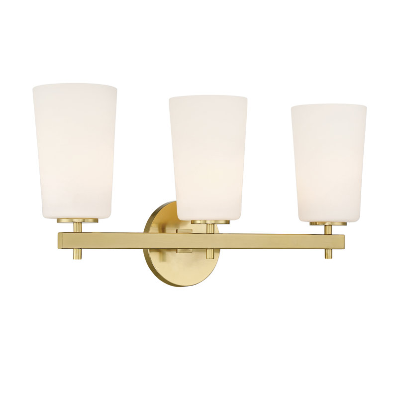 3 - Light Dimmable Vanity Light, Aged Brass