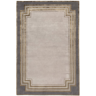 Tim Gosling Deco Border Pewter Area Rug