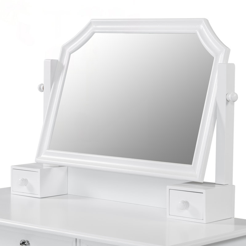 Laneah Makeup Vanity Desk with Adjustable Mirror, Drawers & Stool