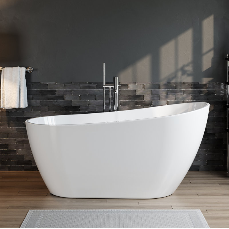 59" x 31" Freestanding Soaking Acrylic Slipper Bathtub