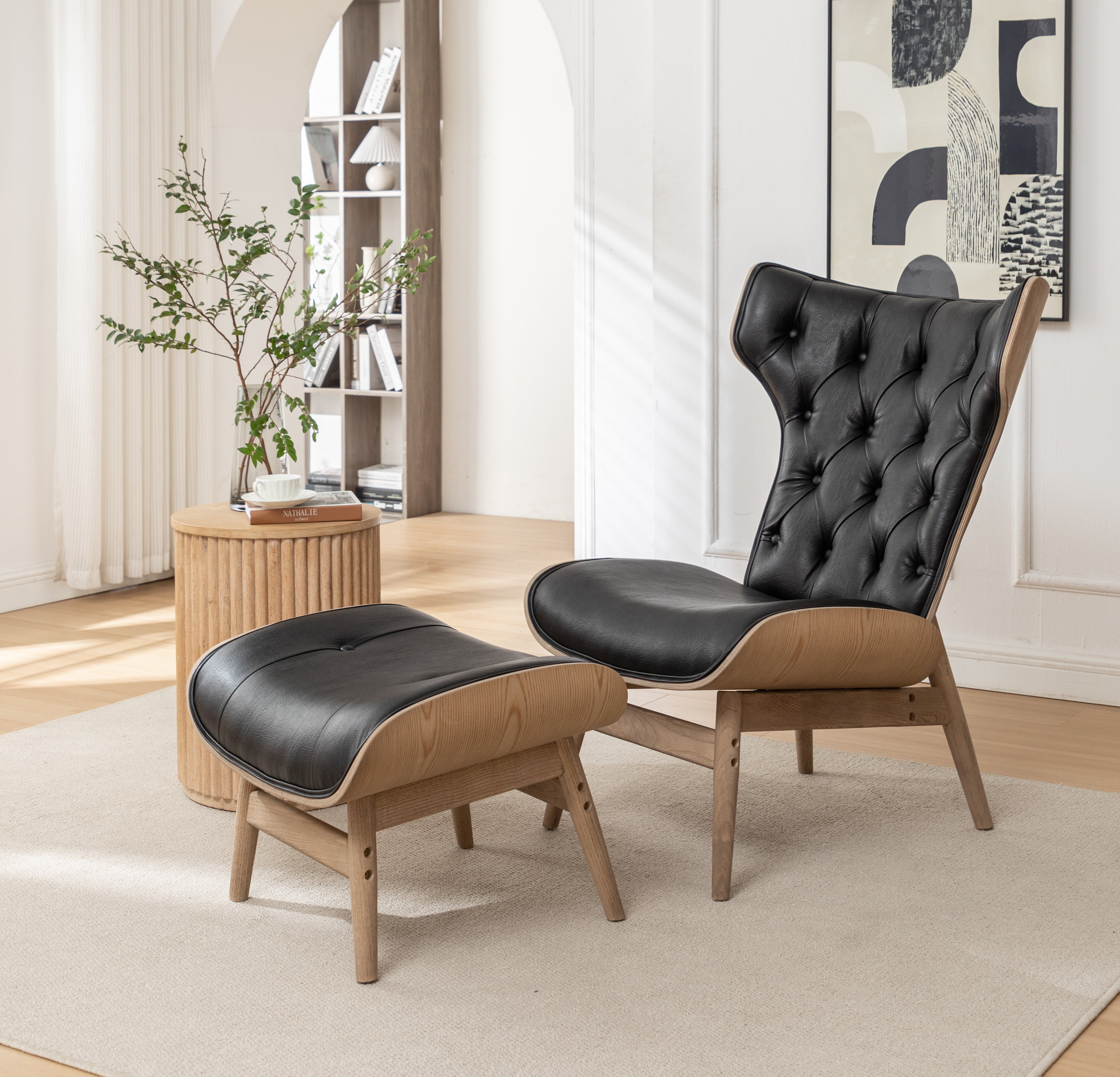 George Oliver Harbour Tufted Wingback Chair With Ottoman Wayfair