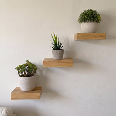 Sylven 3 Piece Rustic Reclaimed Wood Floating Shelves for Wall, Small Shelf for Bedroom, Living Room, Kitchen, Bathroom Decor