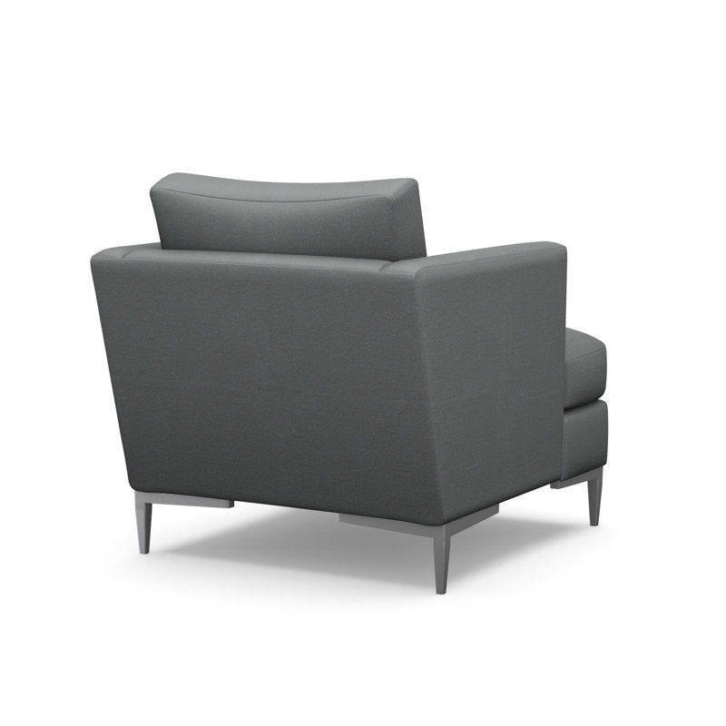 Aiden Accent Chair, Linden Delft, Polished Stainless