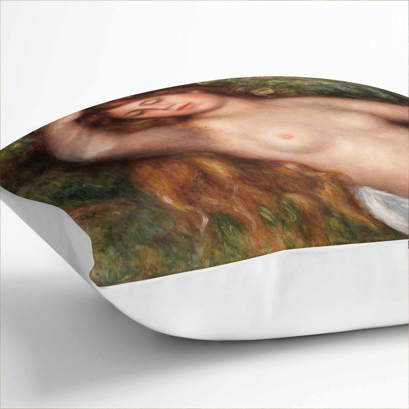 Reclining Nude Square Throw Cushion, 40cm H x 40cm W x 15cm D, White