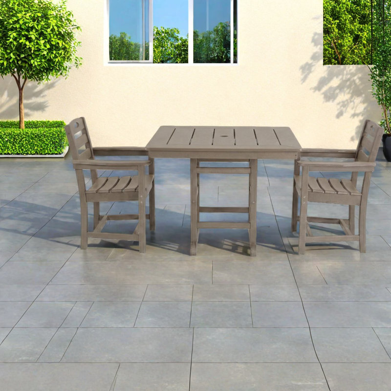 Ensembles de salle à manger de patio peu encombrants, bistro rustique aspect bois Hdpe pour patio