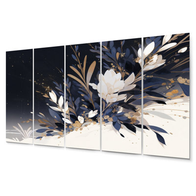Blue Gold Herbs Garden II - ensemble de reproduction d'art floral en métal
