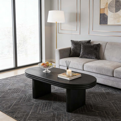 Mid Century Modern Oval Fluted Coffee Table, Farmhouse Wood Coffee Table, Cocktail Table, Center Table