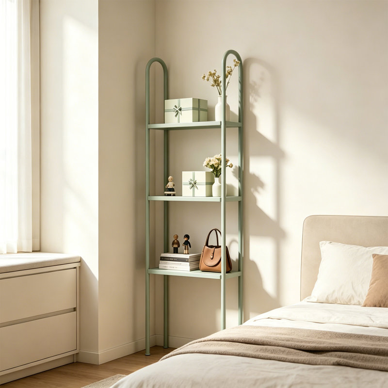Étagère de présentation verte en métal à 3 niveaux, (3 tablettes) H 61,02 po x l 59,06 po x P 11,81 po