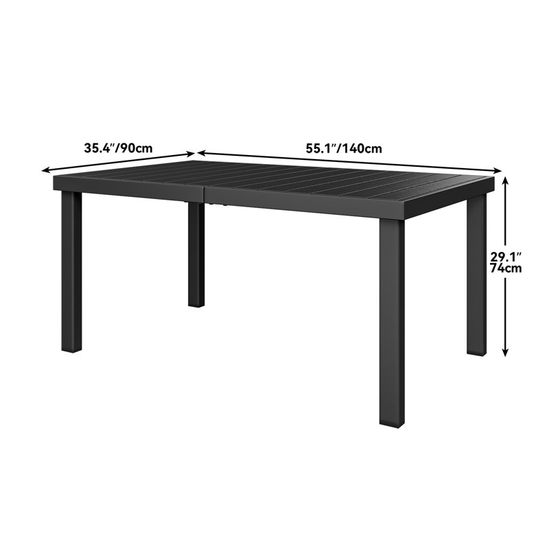 Ensemble repas d'extérieur avec chaise pivotante en tissu, 6, H 29,1 po x l 55,1 po x P 35,4 po, Brun