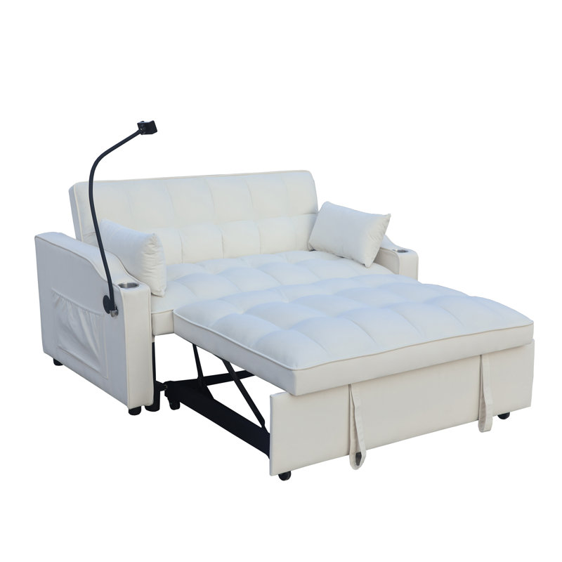 Canapé-lit convertible polyvalent avec fonction escamotable et coussins moelleux pour toutes les occasions, Beige