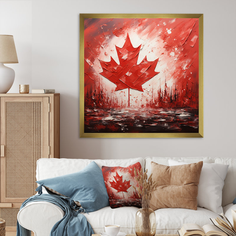Drapeau Berley drapeau canadien I - impression, H 16 po x l 16 po x P 1 po, Cadre doré à une seule photo
