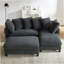 Canapé modulaire en L de 83 po avec canapé L 83 po avec grand espace de rangement, repose-pieds mobile et six coussins décoratifs pour le salon, noir-1947337842