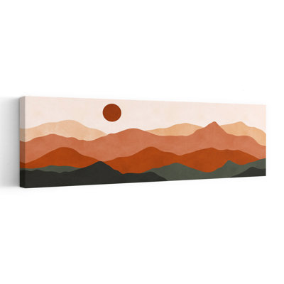 Layered Desert Sun Abstract Minimalist Modern Landscape Mountain Wall Art