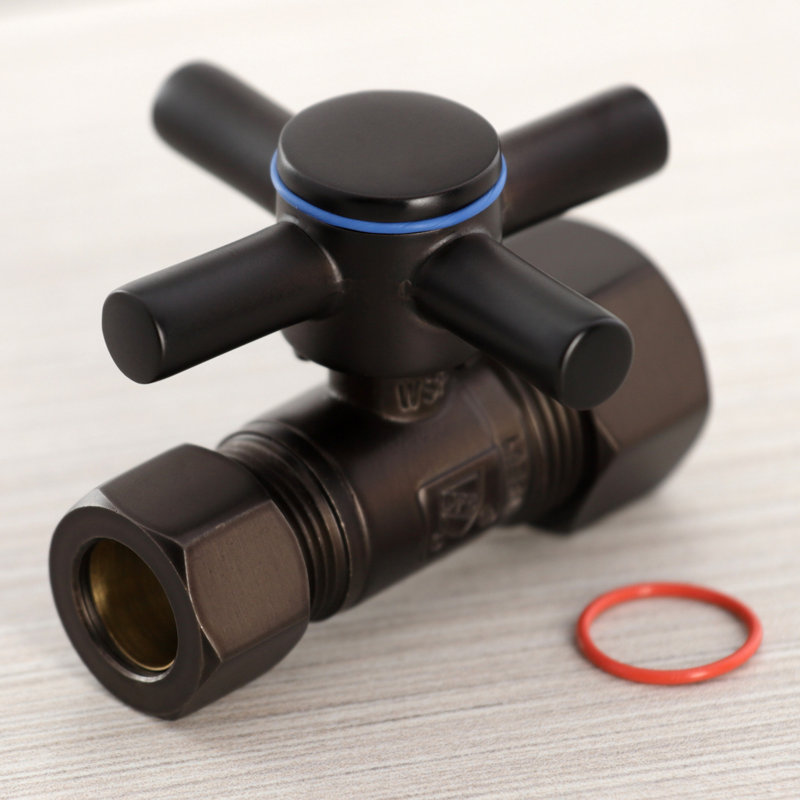 Kingston Brass Concord 5/8-Inch OD Comp x 1/2-Inch OD Comp Quarter-Turn Straight Stop Valve, Oil Rubbed Bronze